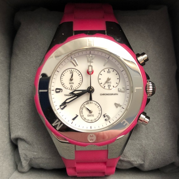 Michele Accessories - Michele Tahitian Jellybean hot pink watch